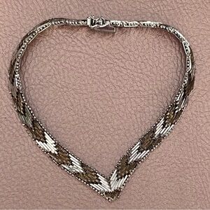 925 Sterling Italy Two Toned Chevron “V” Bracelet